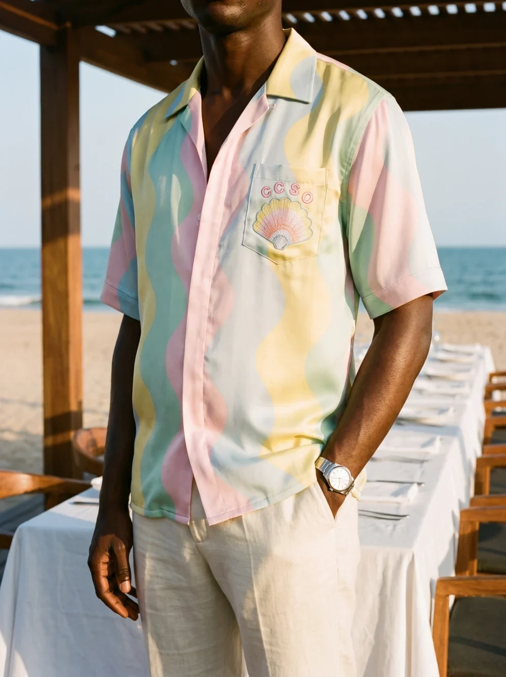 Casablanca Signature Silk Shirt, view 3